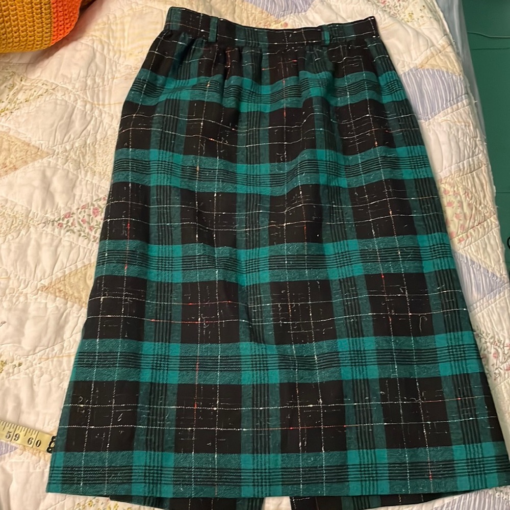 Vintage Jazzy Plaid Lined Wool Skirt | Size 26